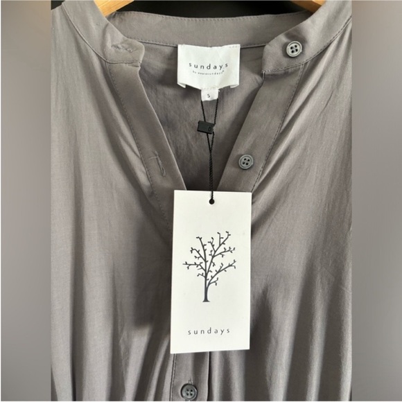 Anthropologie We Are Sundays Hanson Dress Shadow Grey ruffle smocked maxi dress - Picture 5 of 10